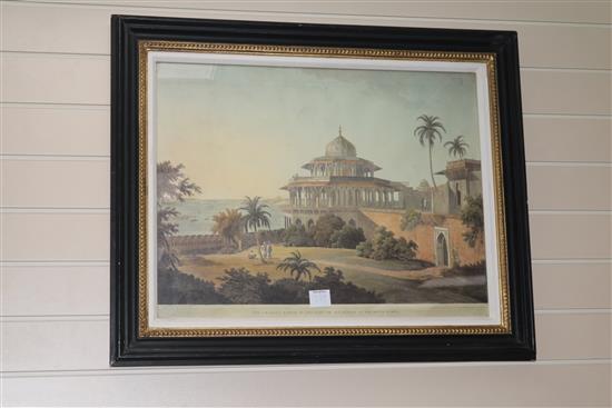 After Thomas & William Daniell, four modern coloured re-prints, views of India, 49 x 64cm